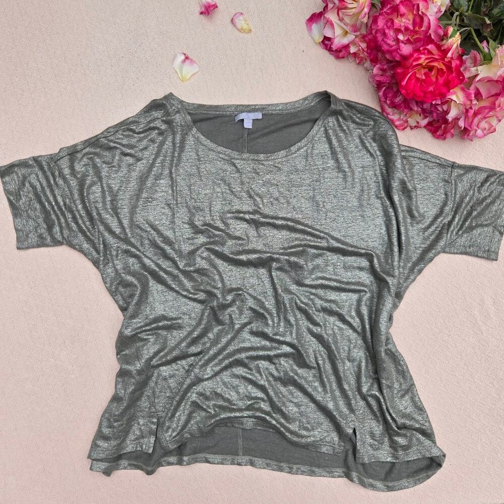 metallic gold cream linen tee ♡